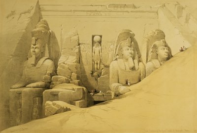 Vooraanzicht van de Grote Tempel van Aboo Simbel, Nubië, plaat 44 uit volume II van 