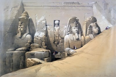 Vooraanzicht van de Grote Tempel van Abu Simbel, Nubië, 19e eeuw door David Roberts