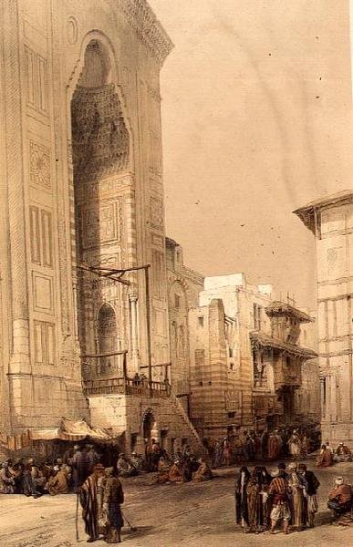 Grote Ingang naar de Moskee van de Sultan Hasan, uit "Egypte en Nubië", Vol.3 door David Roberts