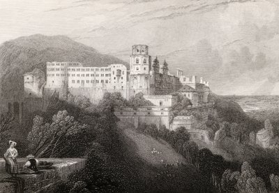 Heidelberg Kasteel, Heidelberg, gegraveerd door J.T. Willmore in 