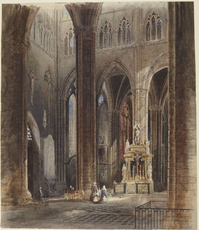 Het interieur van de kathedraal van Amiens door David Roberts