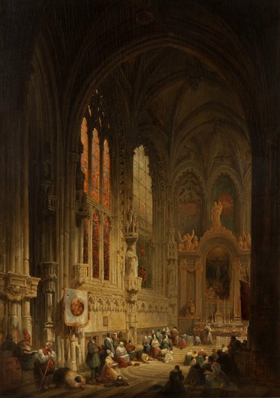 Interieur van een kathedraal, 1822 of 1829 door David Roberts