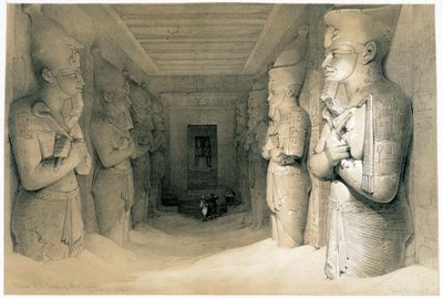 Interieur van de Tempel van Aboo Simbel, tekening gemaakt op 09/11/1836 in 