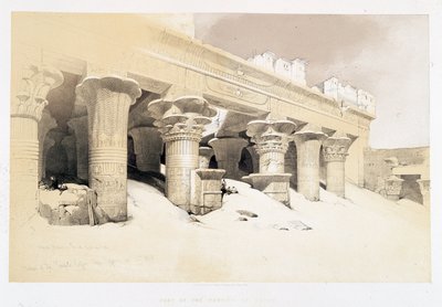 Deel van het portiek van Edfou - tekening door David Roberts op 23/11/1838 in 