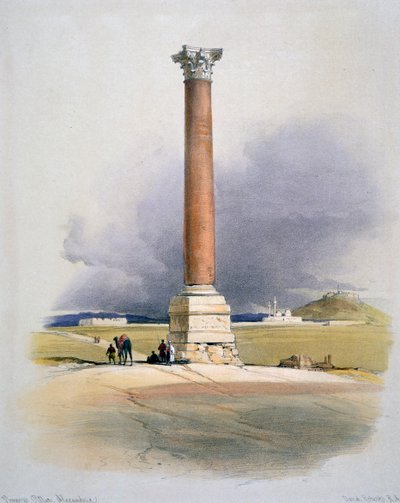 Pompeiuszuil, Alexandrië, 19e eeuw door David Roberts