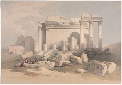 Ruïnes van de Oostelijke Portiek van de Tempel van Baalbek door David Roberts