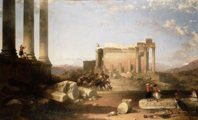 Ruïnes van de Tempel van de Zon in Baalbek door David Roberts