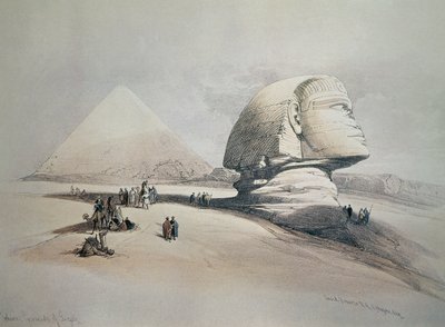 Sfinx bij Gizeh. Lithografie door David Roberts