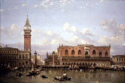 Het Dogenpaleis, Venetië, vanaf het Bacino di San Marco door David Roberts