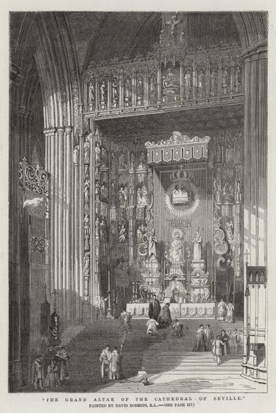 Het Grote Altaar van de Kathedraal van Sevilla door David Roberts