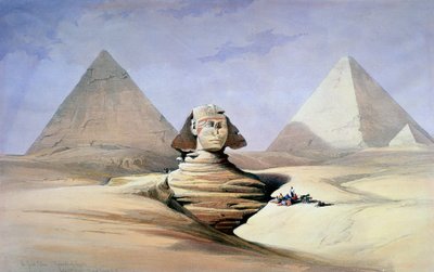 De Grote Sfinx en piramides van Gizeh, 1838-1839 door David Roberts