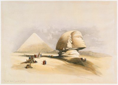 De Grote Sfinx en de piramides van Gizeh, 19e eeuw door David Roberts
