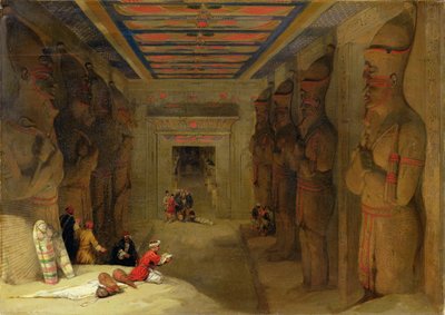 De Hypostyle Hal van de Grote Tempel in Abu Simbel, Egypte door David Roberts