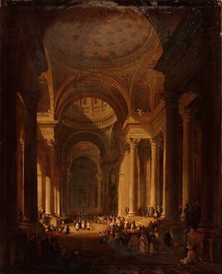 Het interieur van de kathedraal van St. Genevieve, Parijs door David Roberts
