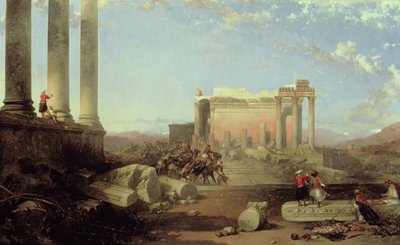 De Ruïnes van de Tempel van de Zon in Baalbek door David Roberts