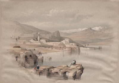 Tiberias, vanaf de Muren, Safet in de Verte, 1839 door David Roberts