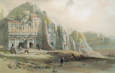 Uitzicht op de ruïnes van Petra, Jordanië door David Roberts