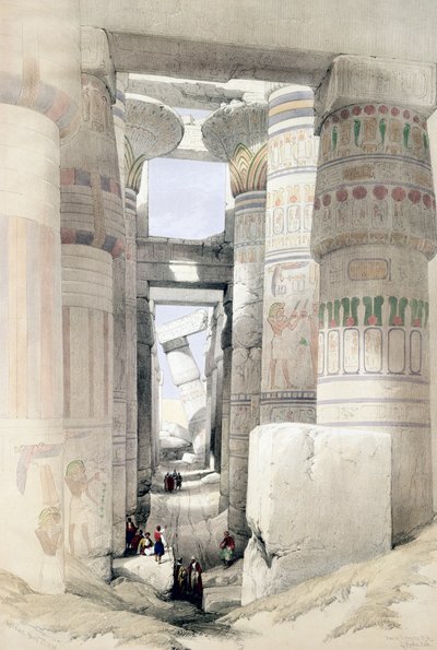 Uitzicht door de Zuilenhal, Karnak, Egypte door David Roberts