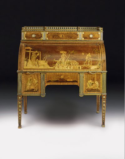 Mechanische cilinderbureau, de monturen toegeschreven aan Francois Redmond, ca. 1777-80 door David Roentgen