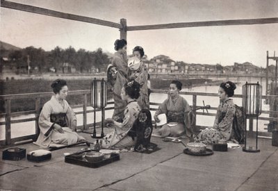 Een Japanse maaltijd, ca. 1903 door David Stevenson and Co