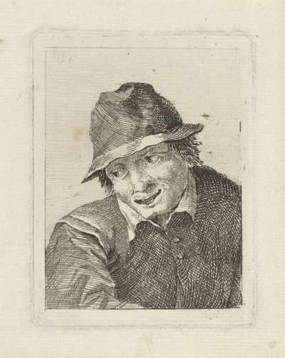 Buste van een man met hoed kijkend naar rechts door David Teniers (II)