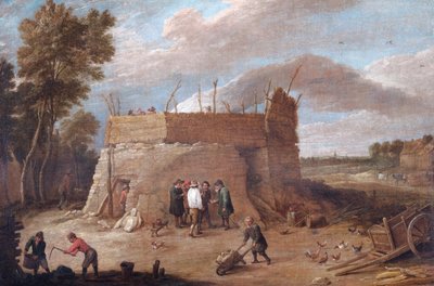 Een kalkoven met figuren, 17e eeuw door David Teniers II