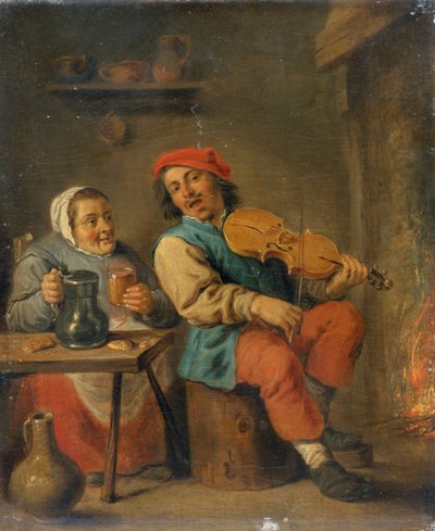 De violist, 1630-1690 door David Teniers II