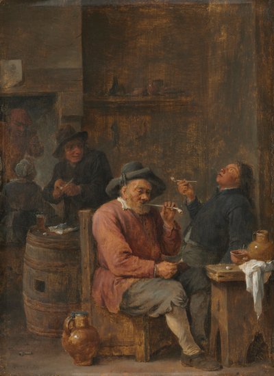 Boeren roken in een herberg, ca. 1640 door David Teniers the Elder