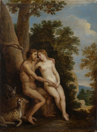 Adam en Eva in het paradijs, 1650s door David Teniers the Younger
