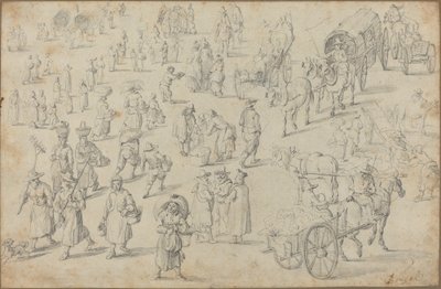 Studies van Marktfiguren door David Teniers the Younger