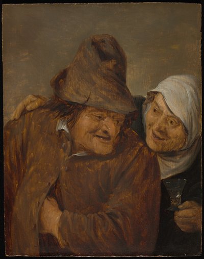 Twee Boeren met een Glas Wijn door David Teniers the Younger