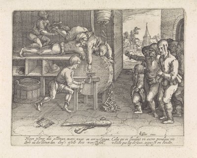 Bedrieger bestraft het slijpen van neus en oren door David Vinckboons (I) (possibly)