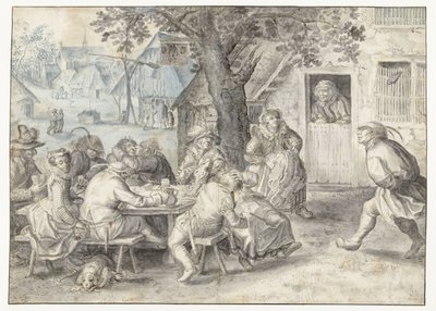 Feestende boeren, soldaten en lichtekooien door David Vinckboons (I)