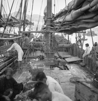 Aan boord van een Yeungkong-vissersschip in Aberdeen, Hong Kong door David Watkin Waters