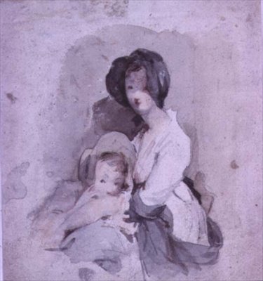 Een studie van de baby in de Peep o Day Boy door David Wilkie
