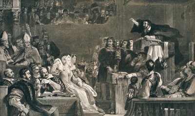 John Knox predikt voor de Lords of the Congregation, 10 juni 1559, ca. 1827, 1912 door David Wilkie
