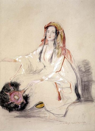 Mevrouw Moore, vrouw van de Britse consul in Beiroet, in Arabische kleding door David Wilkie