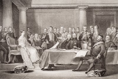 Eerste Raad van Koningin Victoria, Kensington Palace, 21 juni 1837, uit `Illustrations of English and Scottish History