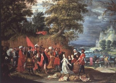 Het offer van Abigail door David the Elder Teniers