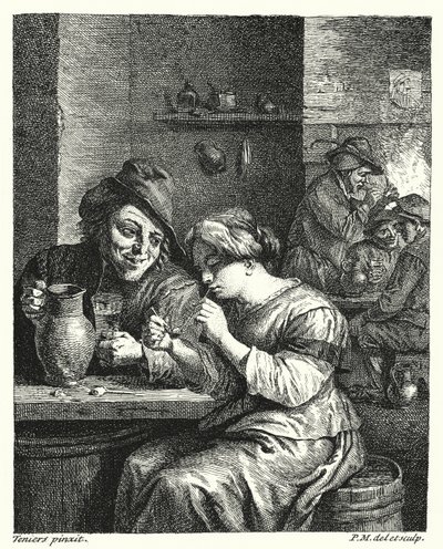 De Rokende Vrouw door David the Younger (after) Teniers