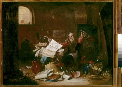 De alchemist door David the Younger (attr. to) Teniers