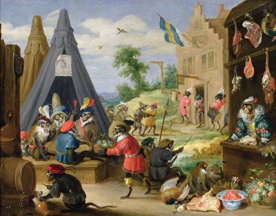 Een apenkamp door David Teniers the Younger