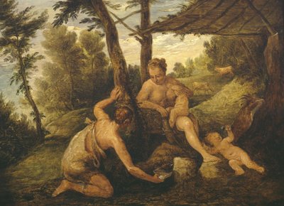 Adam en Eva na de Verdrijving (naar Paulo Veronese en studio) door David Teniers the Younger