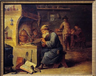 Een alchemist door David Teniers the Younger