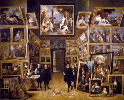 Aartshertog Leopold Wilhelm in zijn schilderijengalerij, ca. 1647 door David Teniers the Younger
