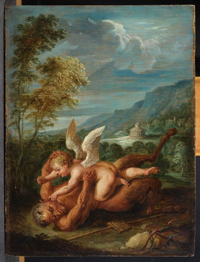 Cupido overwint Pan door David Teniers the Younger
