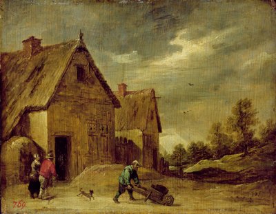 Boer met kruiwagen door David Teniers the Younger