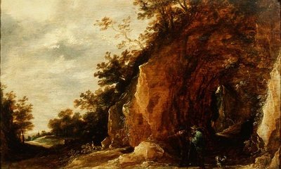 Landschap met Reizigers (een van een paar) door David Teniers the Younger