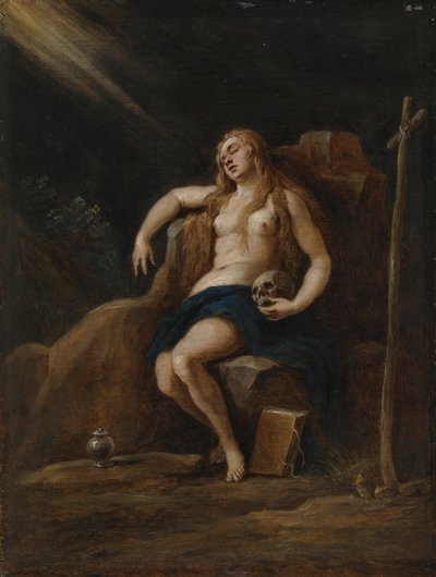 Maria Magdalena in de wildernis, naar Jacopo Palma, Il Giovane door David Teniers the Younger
