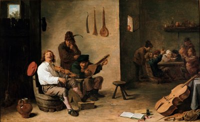 Muzikanten in een taverne door David Teniers the Younger